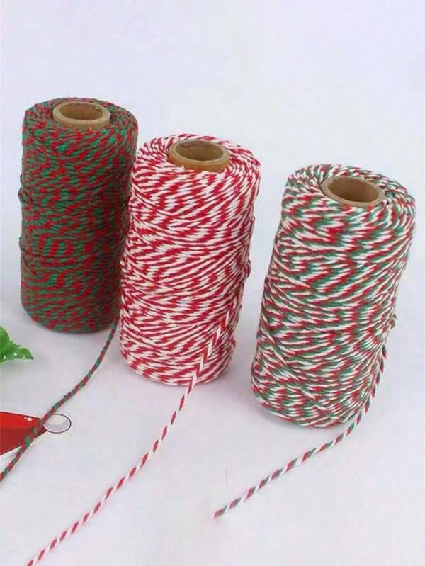 1 peça 100m/39,37 pés Corda de duas cores, 2mm Cordão de trança DIY feito à mão/Corda de embalagem para caixa de presente de feriado/Corda de etiqueta/Corda de decoração colorida/Corda de etiqueta pendurada/Arame para suprimentos de festa