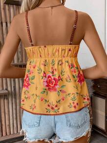 Breezaya Damen Lässig Urlaub Positionierter Muster Träger Top Grafik T-Shirts Damenshirts