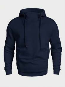 Manfinity Hypemode Men's Casual Royal Blue Knitted Hoodie With Long Sleeves Hooded Neckline And Convenient Pocket Detail - Royal Blue - View 3