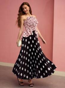 MOTF PREMIUM POLKA DOT STEREO FLORAL TUBE TOP