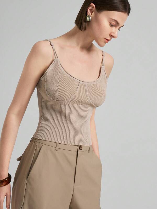 Ontre Femmes Débardeur tricoté de couleur unie polyvalent et décontracté