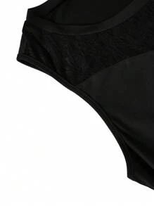 SHEIN Clasi 大码无袖纯色简约时尚连衣裙，适合夏季 - 黑色 - 查看 3
