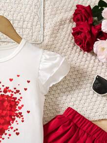 2pcs Young Girl Simple Round Neck Solid Color Short Sleeve T-Shirt And Pants Set, Fashionable For Summer - Multicolor - View 4