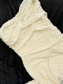 SHEIN EZwear Vestido maxi casual con textura, tipo tubo, de estilo vintage para mujer, para festivales de música, para primavera/verano - Blanco - Ver 5