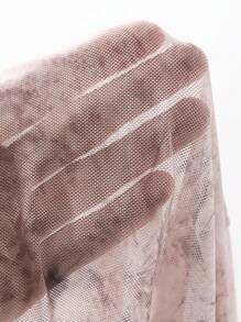 DAZY 女士性感碎花透视吊带长袖上衣，轻薄网纱面料，适合夏季穿着，露肩设计，返校季服装，秋季女装，复活节服装 - 摩卡棕 - 查看 12