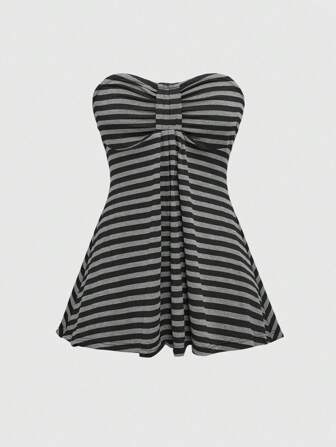 Goth Y2K Style Striped Cropped Camisole Top