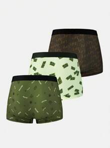 Set de 3 bóxers tipo brief casuales con estampado de letras para hombres - Multicolor - Ver 2