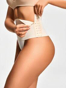 SHEIN Shape 2 paquetes de moldeadores de cintura alta tipo tanga, modeladores corporales que levantan el trasero con cierre ajustable de 3 niveles, control de abdomen y cintura