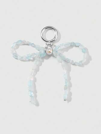 Kawaii 1 pièce Porte-clés papillon en pierre naturelle transparente bleue délicate, polyvalente et de haute qualité, fait à la main. Convient comme accessoire quotidien ou cadeau pour les femmes