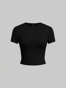 SHEIN EZwear 女士加大码纯色短袖圆领T恤，颜色和数量随机发货 - 彩色 - 查看 11
