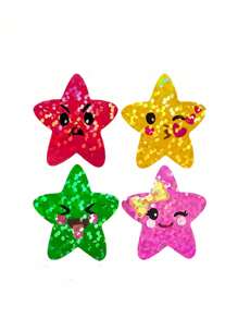 500 piezas Pegatinas de estrella sonriente multicolor, Rollo de pegatinas de estrella pequeñas de 1 pulgada Pegatinas autoadhesivas brillantes y brillantes con purpurina holográfica para recompensas escolares, decoración y manualidades (8 colores) Materiales didácticos - Multicolor - Ver 6