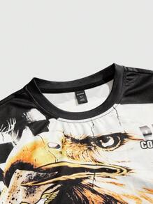 ROMWE MEN Street Life Men's Racing Summer Fashion Car & Letter Print Short Sleeve T-Shirt - Multicolor - View 3
