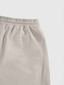 SHEIN Cottnline Cotton Men's Drawstring Waistband With Letter Pattern Sweatpants - Camel - View 5