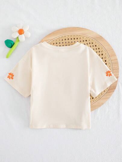 Cozy Pixies Áo chui đầu vai trễ cổ tròn in họa tiết cây cối và hoa cho bé gái