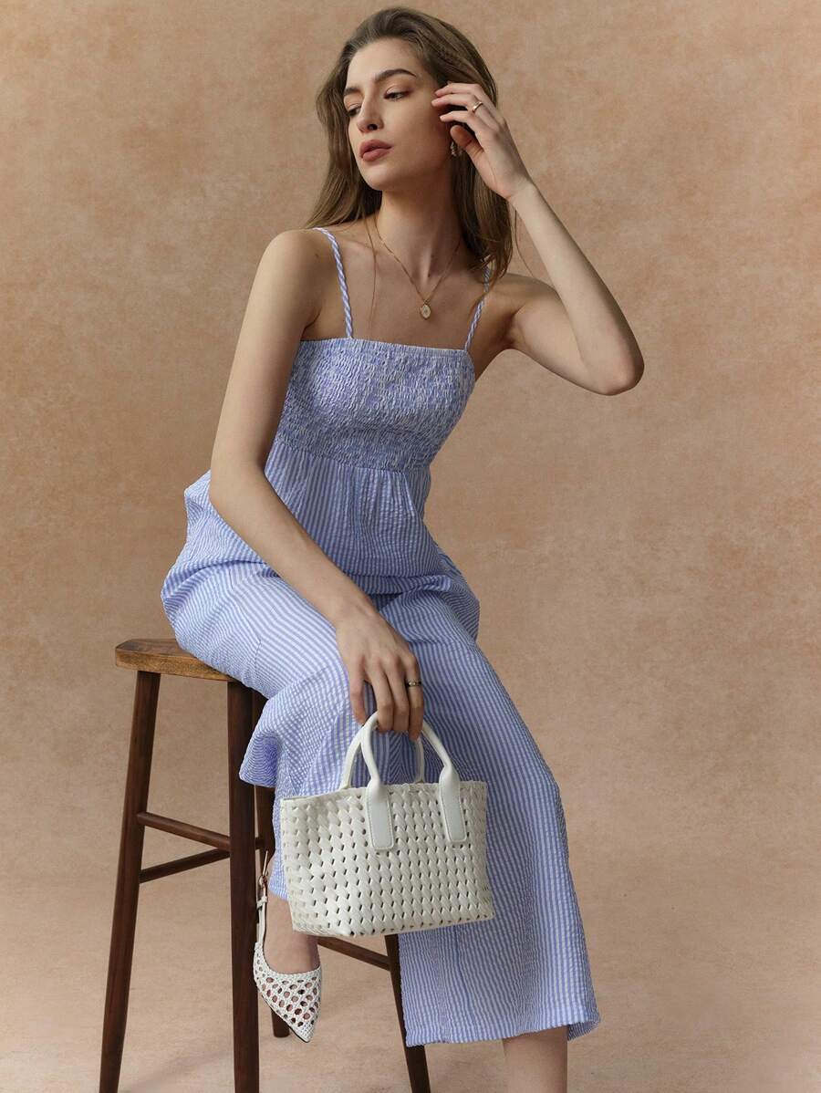 Écloséra 假日休闲条纹连身裤