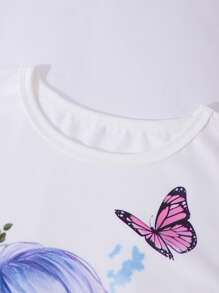 SHEIN ChillGRL 2pcs/Set Teen Girl Casual Printed T-Shirt And Cargo Pants Set Summer Holiday - Blue - View 5