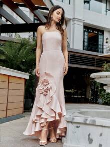 MOTF Soiréza VÁY COCKTAIL ỐNG HOA 3D - Hồng - Xem 8
