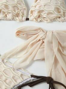 Damen 3-teiliges hauchdünnes Neckholder Bikini-Set & Cover-Up-Rock, lässiger Urlaubsoutfit für Strand, Pool, Party, Resort, Frühling/Sommer