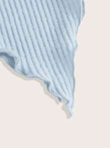 SHEIN ICON Y2K Grunge 不对称领口莴苣边 T 恤 - 淺藍色 - 查看 4