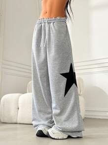 SHEIN Sport Studio Pantalones deportivos informales de unicolor para mujer, diseño de moda adecuado para el verano