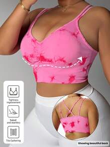 Rhythm Era Plus Size Women Seamless Tie Dye Sport Racerback Bra - Multicolor - View 1