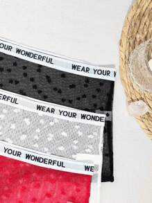 Set de 3 bragas hipster con borde de malla con forma de corazón para mujeres - Multicolor - Ver 4