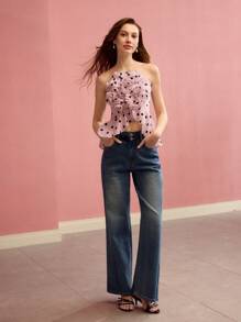 MOTF PREMIUM POLKA DOT STEREO FLORAL TUBE TOP
