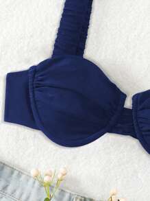 SHEIN Swim Women's Solid Color Bikini Top For Vacation And Beach