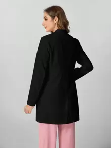SHEIN TaskFit Women Single-Breasted Long Sleeve Casual Lab Jacket Professional Women Professional Work Office Lab Coat