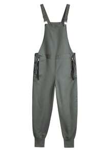 Manfinity Homme Men's Casual Versatile Everyday Wear Jumpsuit With Zipper Design Baggy Overalls Men Bib Overalls Men - Dark Grey - View 4