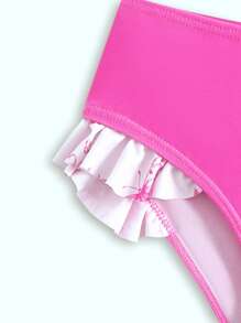 SHEIN Young Girl New Fashion Children Long Sleeve Full Print Swimwear Set