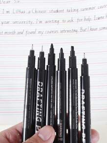 SHEIN 6pcs/9pcs/12pcs Waterproof Quick-Drying Technical Drawing Pens Set For Sketching, Cartooning, Graphic Design And Handwriting