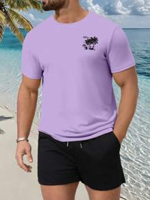 Manfinity RSRT Set di Maglietta e pantaloncini casual da uomo con stampa di alberi di cocco