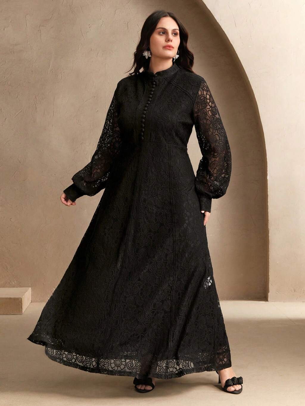 Vestido maxiflare de encaje para mujer, atuendos primaverales para mujeres
