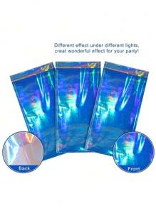 SHEIN 3 Pcs Iridescent Ocean Waves Tablecloths, 54 X 108 Inch Disposable Plastic Ocean Blue Table Cloth Rectangle Table Covers For Under The Sea Beach Surf Ocean Pool Party Birthday Party Decorations, Valentine Day - Blue - View 9