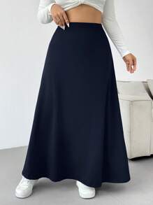 SHEIN EZwear Spódnica z wysokim stanem w dużym rozmiarze, swobodna do codziennego noszenia, odpowiednia na jesień