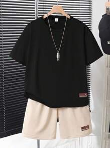 SHEIN Teen Boys' Casual Cool Comfortable Long Sleeve Hooded Sweatshirt And Pants