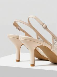 MOTF PREMIUM TACONES TIPO SLING CON PUNTA PUNTIAGUDA Y ADORNADOS CON RHINESTONES - Albaricoque - Ver 8