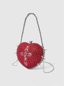ROMWE Goth Fashionable Party Glitter Heart Handbag