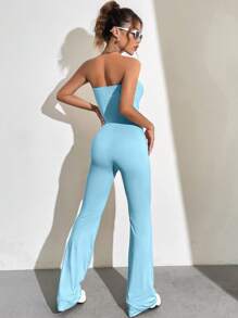 Flirla Women Solid Color Sleeveless Jumpsuit, Minimalist And Fashionable, Suitable For Summer