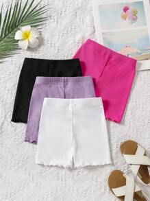 SHEIN Playful Pals Set de 4 piezas de shorts casuales y versátiles para niñas bebés, para verano - Multicolor - Ver 2