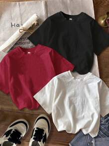 SHEIN Leap Crew Tween 女童休闲简约卡通印花 T 恤，适合夏季 - 彩色 - 查看 2