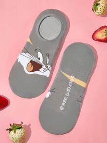 LOONEY TUNES X SHEIN 5双卡通图案透气柔软隐形低帮袜，加固趾跟，多色可选，适合春夏穿着，男女通用 - 彩色 - 查看 12