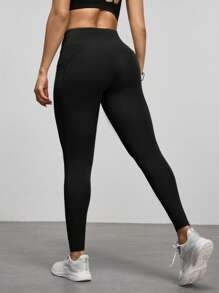 Easify SHEIN Sport Leggings de yoga con bolsillos para mujer, mallas deportivas casuales