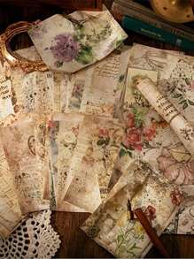 SHEIN 100 Blatt vintage Blumendekor Aufkleber mit Farnmuster, Sammlung von natürlichen vintage Papieraufklebern für Junk Journal, DIY Kunsthandwerk, Album, Planer, Notizbuch, Briefumschlag, Geschenkverpackung