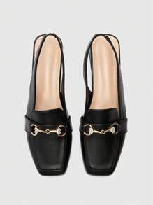 CUCCOO BIZCHIC CUCCOO Fashionable Versatile Metal Decor Flat Slip-On Shoes - Black - View 8