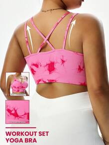 Rhythm Era Plus Size Women Seamless Tie Dye Sport Racerback Bra - Multicolor - View 2