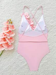 Swim Mod 1 pezzo Costume intero elegante da donna con stampa floreale, outfit adatto per vacanze in spiaggia