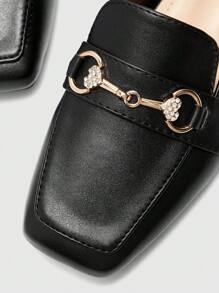 CUCCOO BIZCHIC CUCCOO Fashionable Versatile Metal Decor Flat Slip-On Shoes - Black - View 7