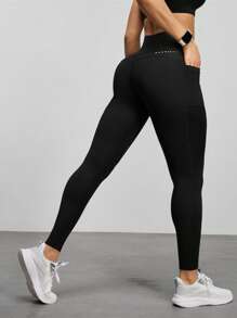 Easify SHEIN Sport Leggings de yoga con bolsillos para mujer, mallas deportivas casuales